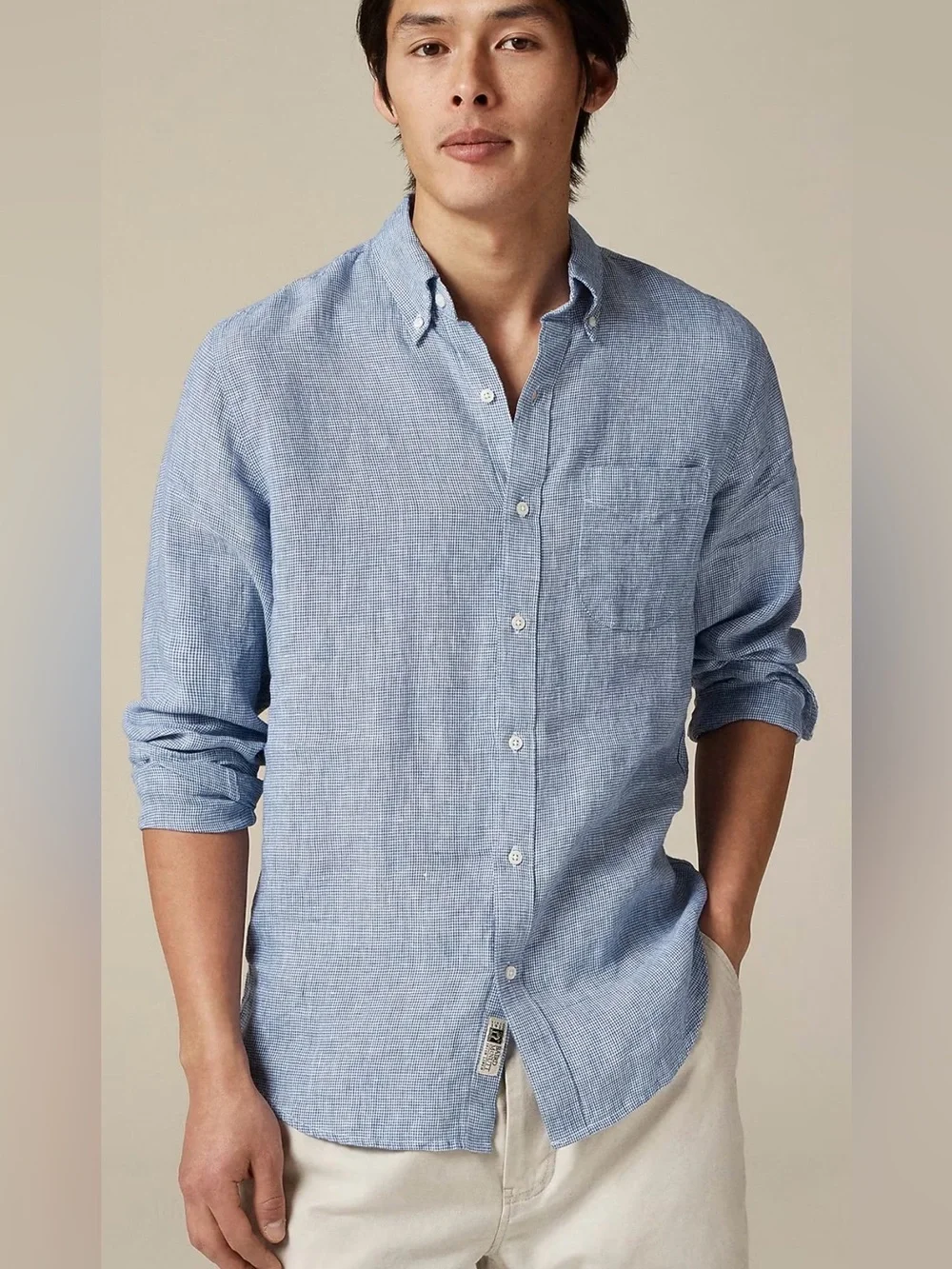 J. Crew Light Blue Irish Linen Button-Down Shirt